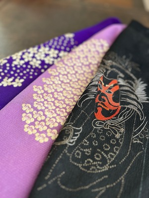 アンティーク刺繍半襟　暫