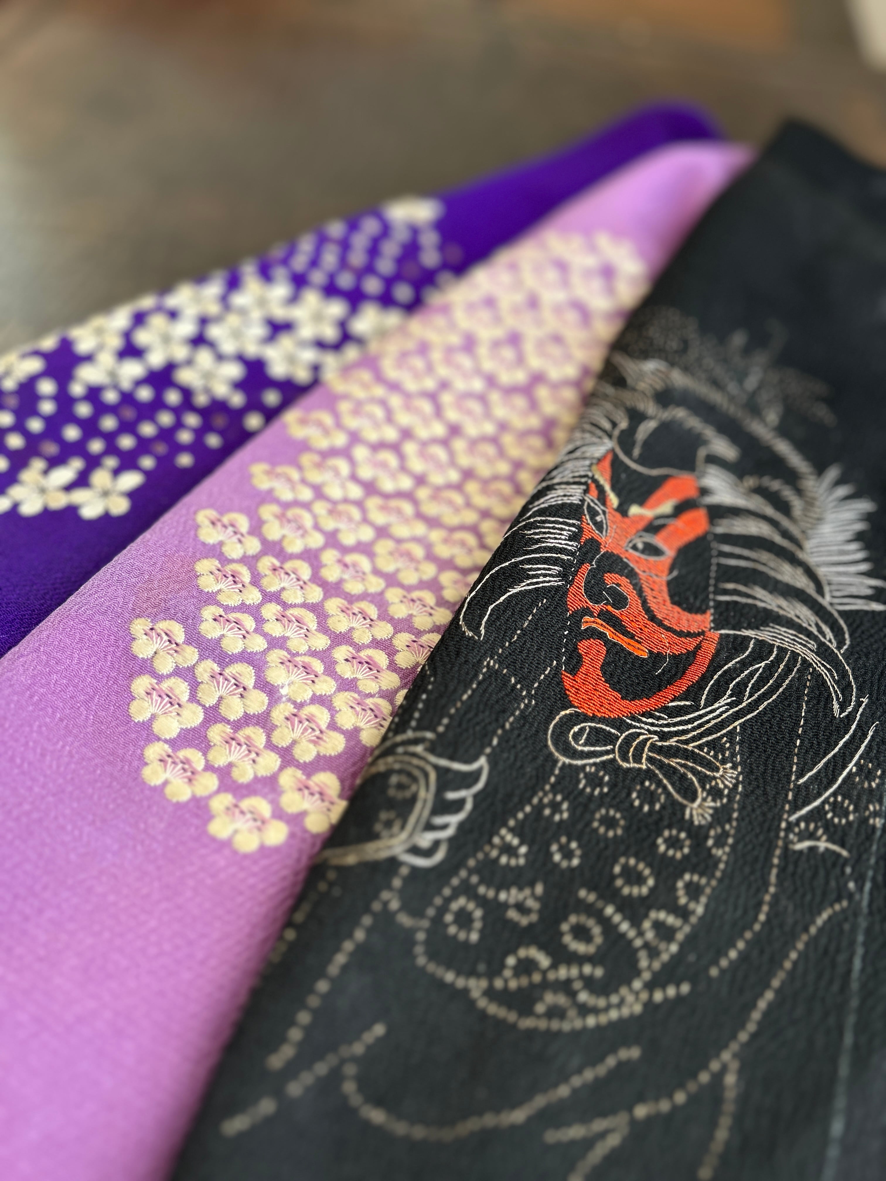 アンティーク刺繍半襟　暫