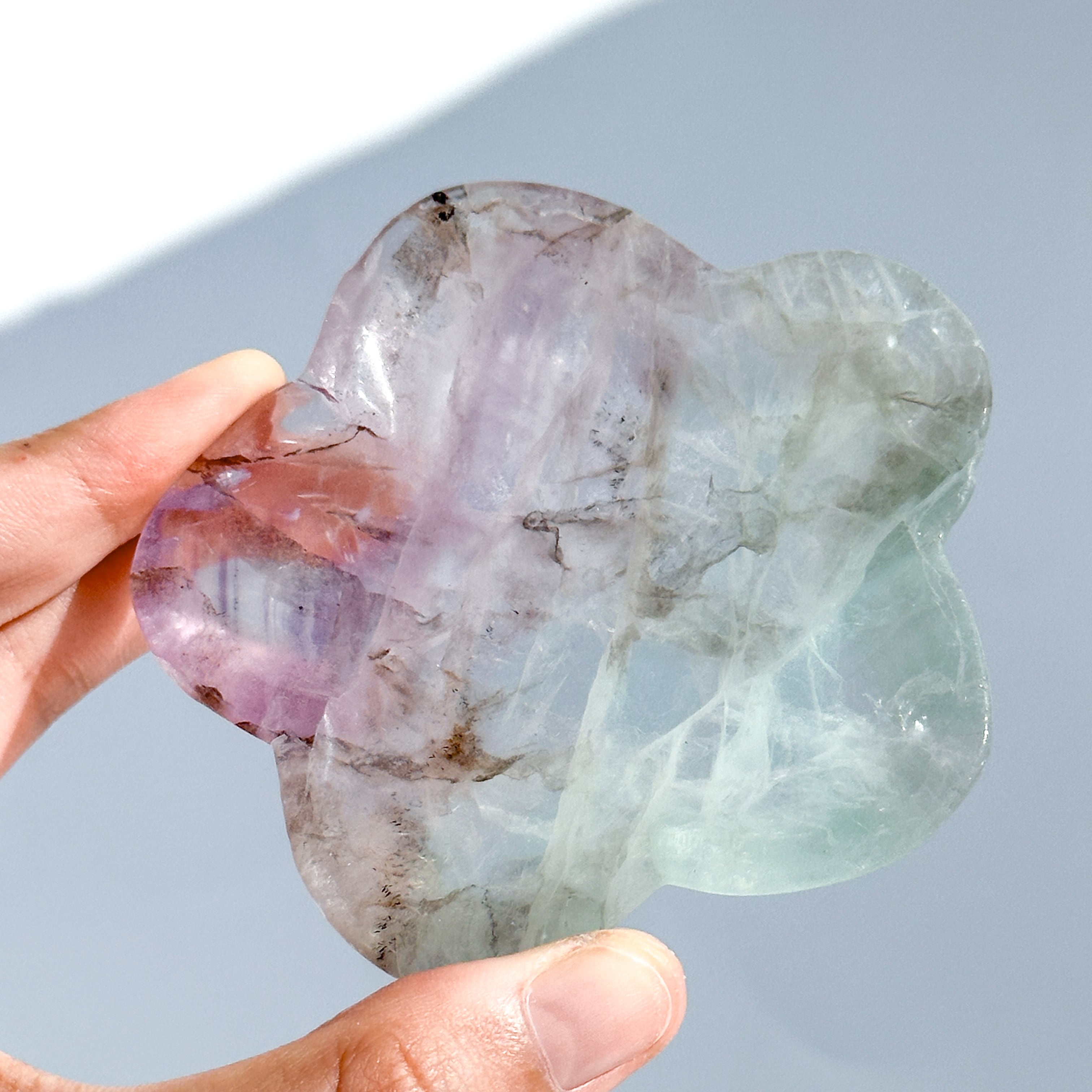 レインボーフローライト花型のうつわ01◇ RainbowFluorite ◇天然石