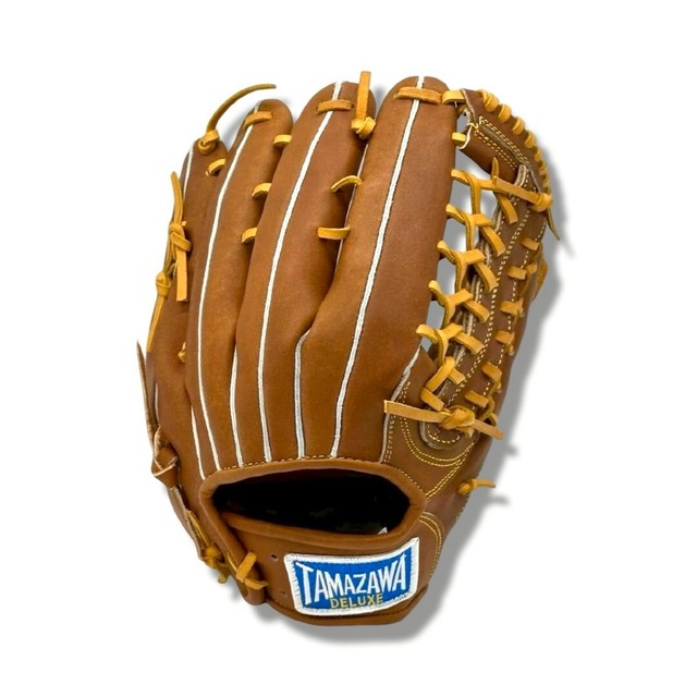 【軟式】玉澤 外野グローブ 復刻版ラベル（本体：ブラウン 紐：タン）タマザワ