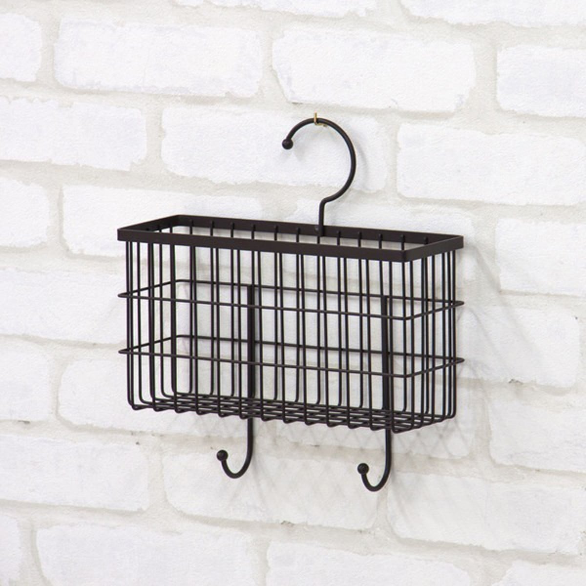 BOX付きハンガー 壁掛収納 インテリア 小物収納 小物入れ ミニ収納 ハンガーラック 北欧 雑貨 フラワーラック おしゃれ かわいい リビング ショップ ブラウン