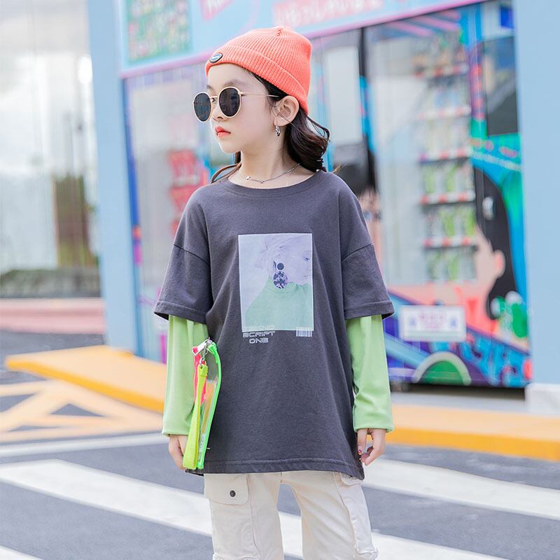 Tシャツ シャツ スプリングカジュアルツーピーストップス ロング コットン 春物 トレンディボーイ86348054420