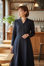 BORDERS at BALCONY WOOL TUCK DRESS ボーダーズアットバルコニー　ウールタックドレス