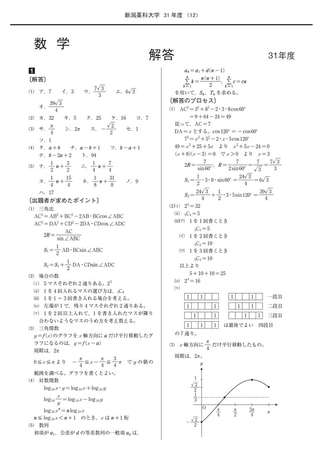 2023年度　私立薬学部入試問題と解答　12.新潟薬科大学