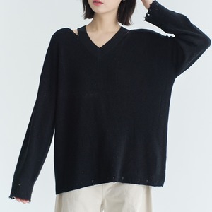 スリットVネックルーズニット　SG0235