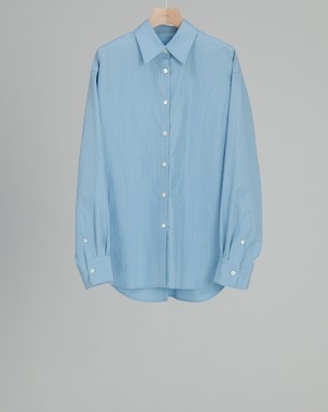 Silk Cotton Stripe Shirt - Sax