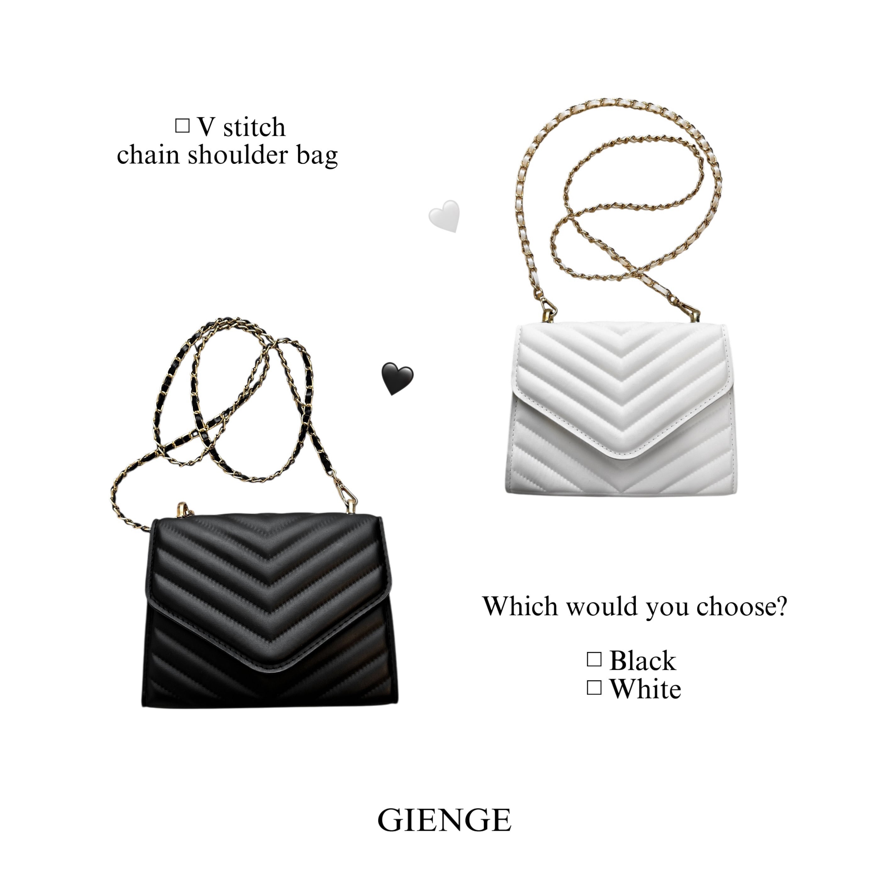 ブラック再入荷】 Vstitch chain shoulder bag【2カラー】 | GIENGE