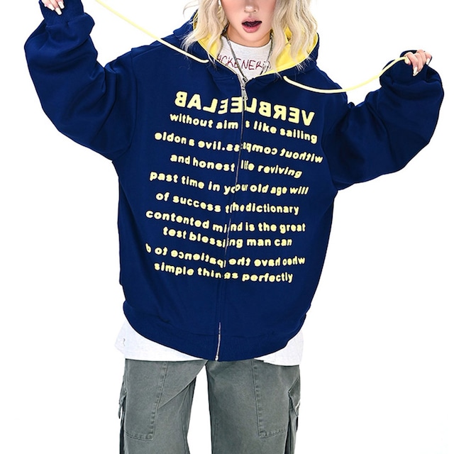 ツートンロゴグラフィックジップパーカー 2col R01098