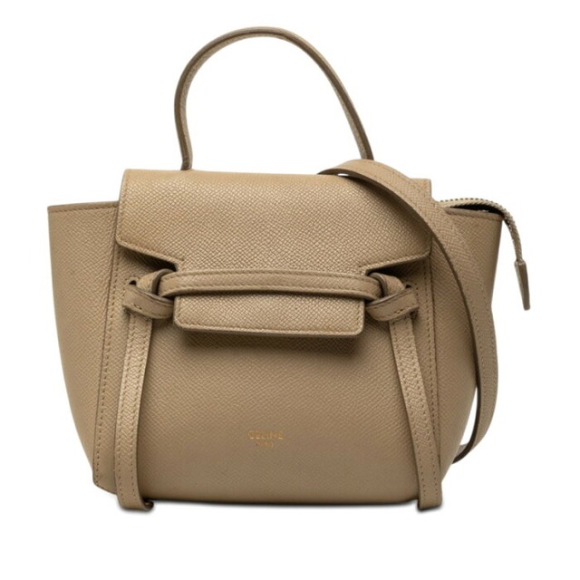 セリーヌ ベルトバッグ ピコ ハンドバッグ ショルダーバッグ 2WAY ベージュ レザー レディース CELINE 【中古】