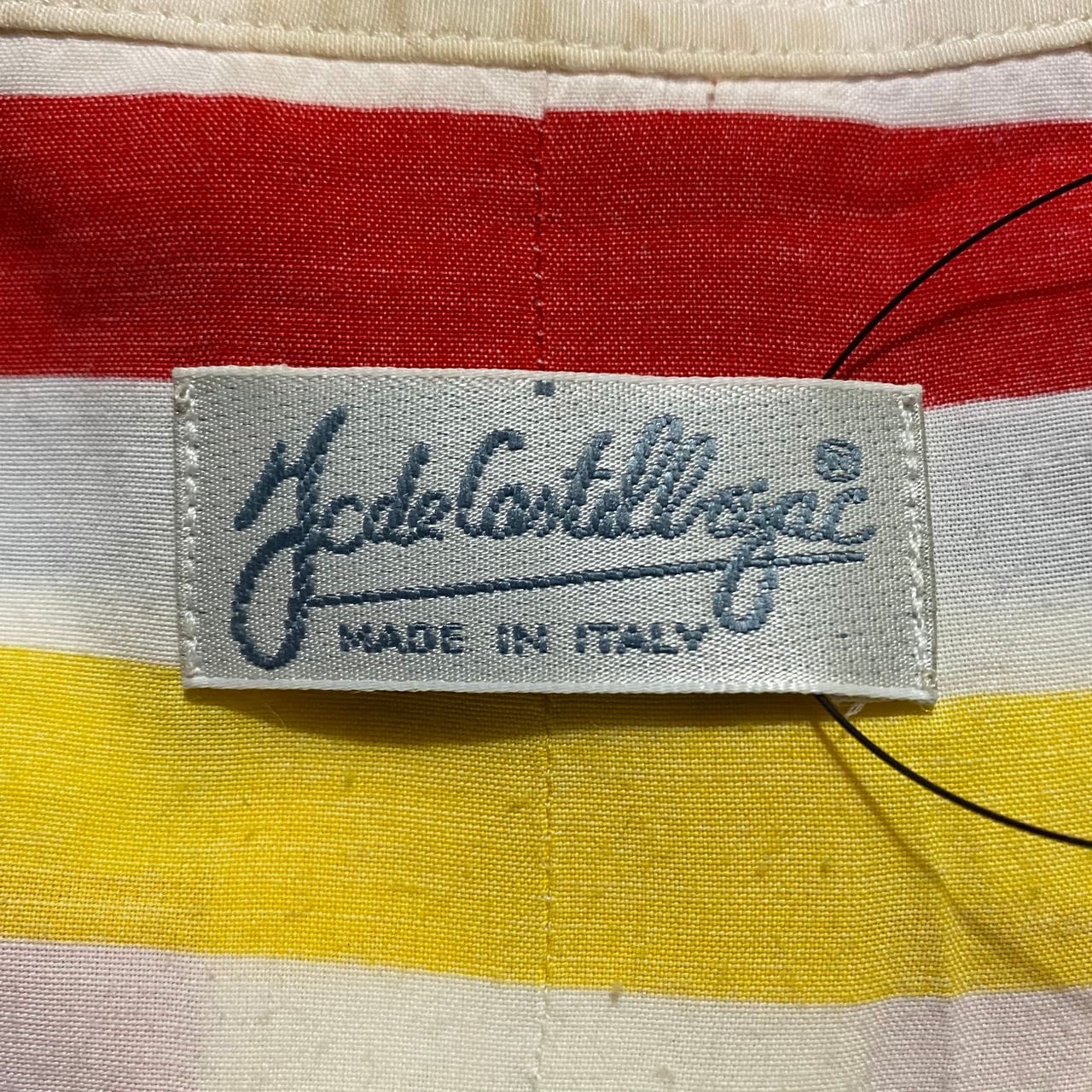 vintage JC de CASTELBAJAC border switching rayon shirt “COLUMBUS”