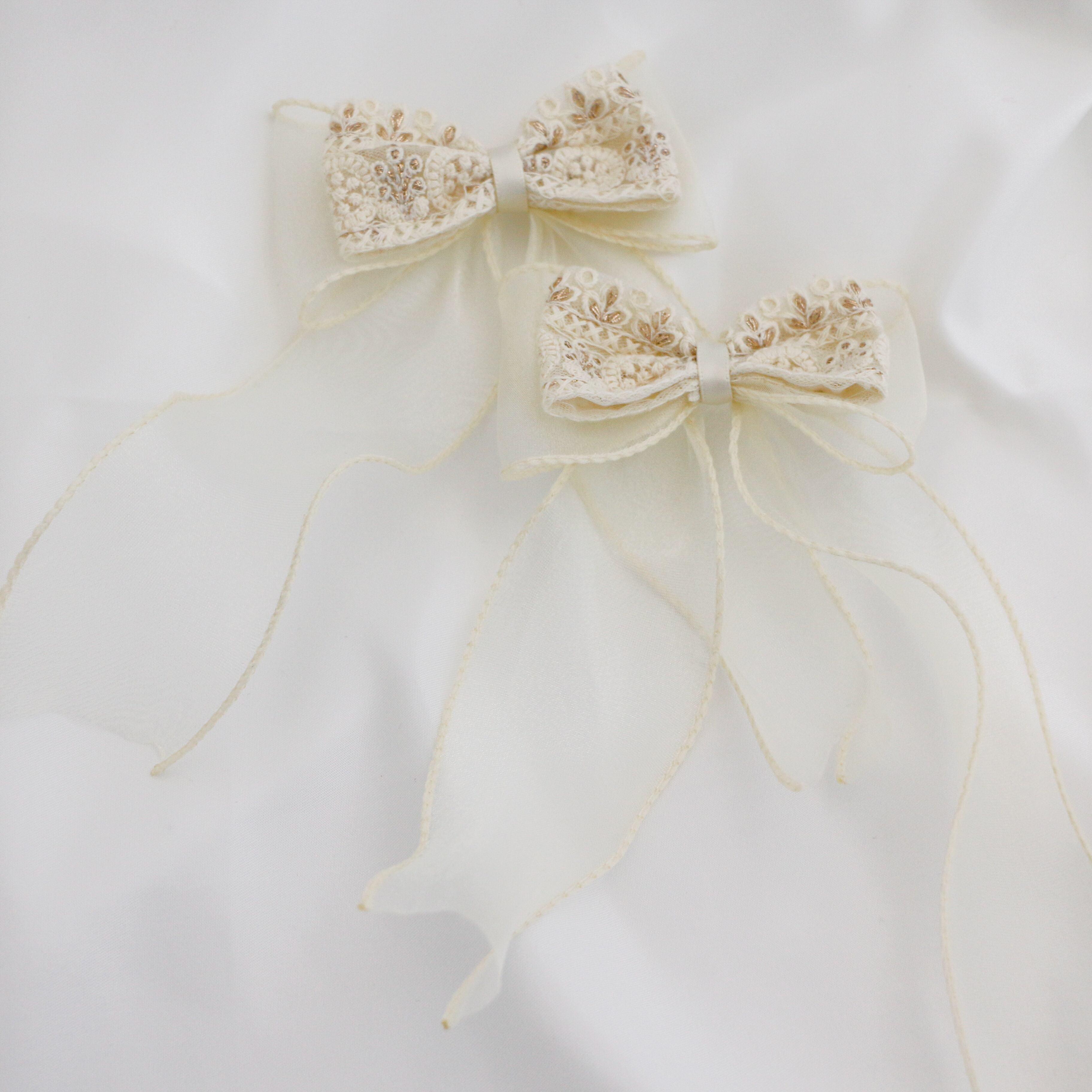 インド刺繍リボン×オーガンジーリボン*ヘアリボン | ruelle