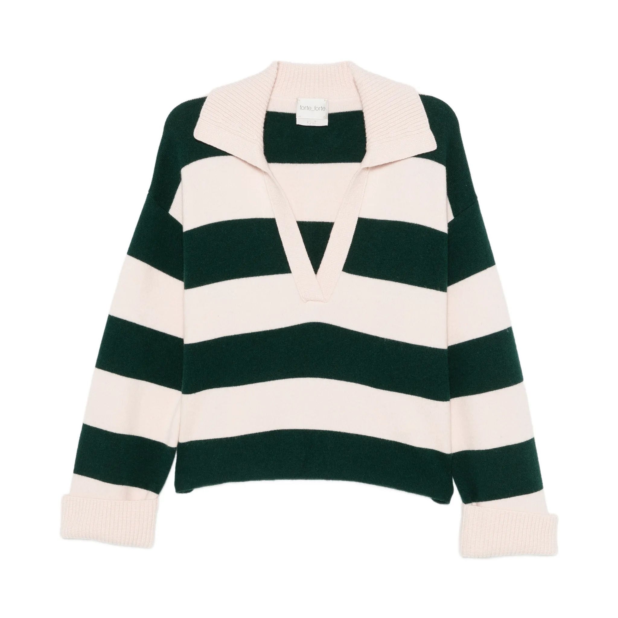forte_forte BORDER KNIT PINK/GREEN