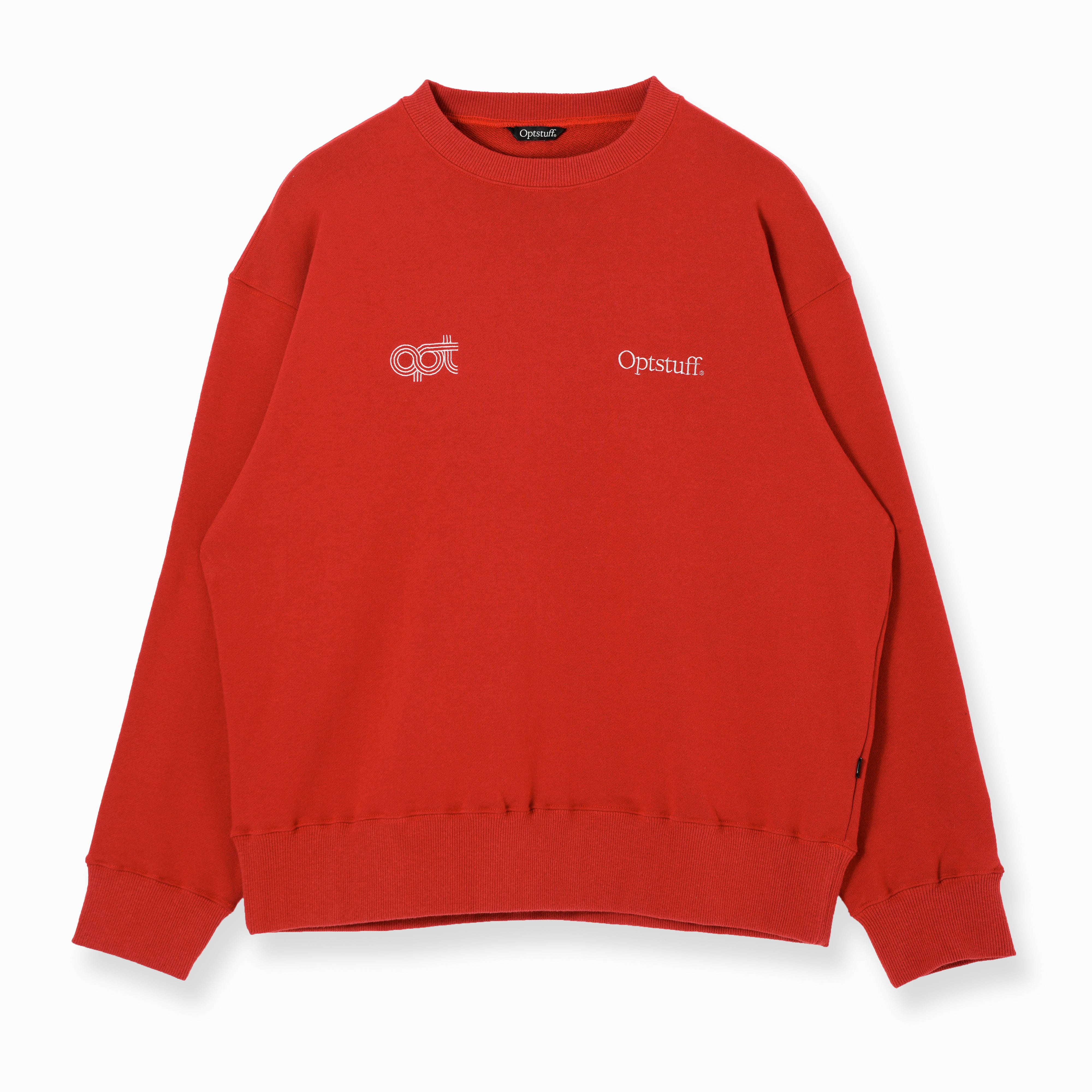 【新品】Lサイズ OPTSTUFF CREWNECK SWEAT SHIRT OPTSTUFF] CREWNECK SWEAT SHIRT (RED) | OPTSTUFF