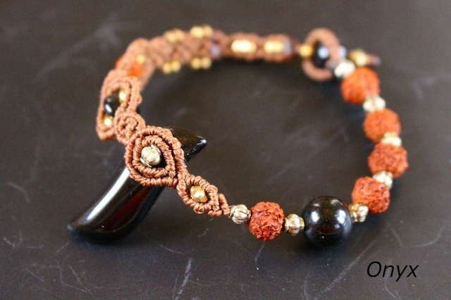 Onyx rudraksha macrame bracelet