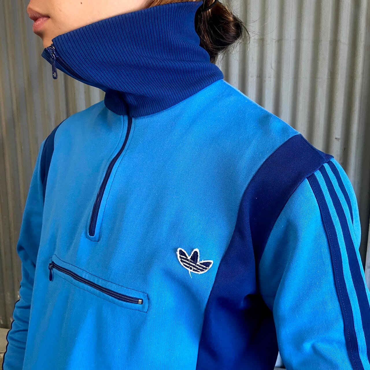 70年代 ユーゴスラビア製 adidas アディダス ハイネック ハーフジップ