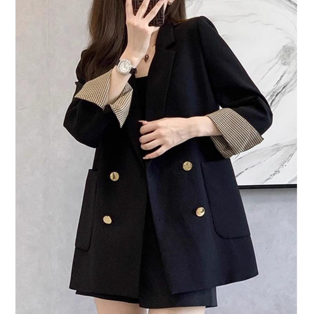 ジャケット 袖折り返しチェック柄 1col 00041