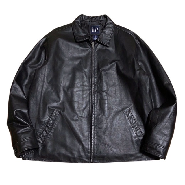 90s Y2K オールド GAP ギャップ レザー トラッカージャケット ブラック