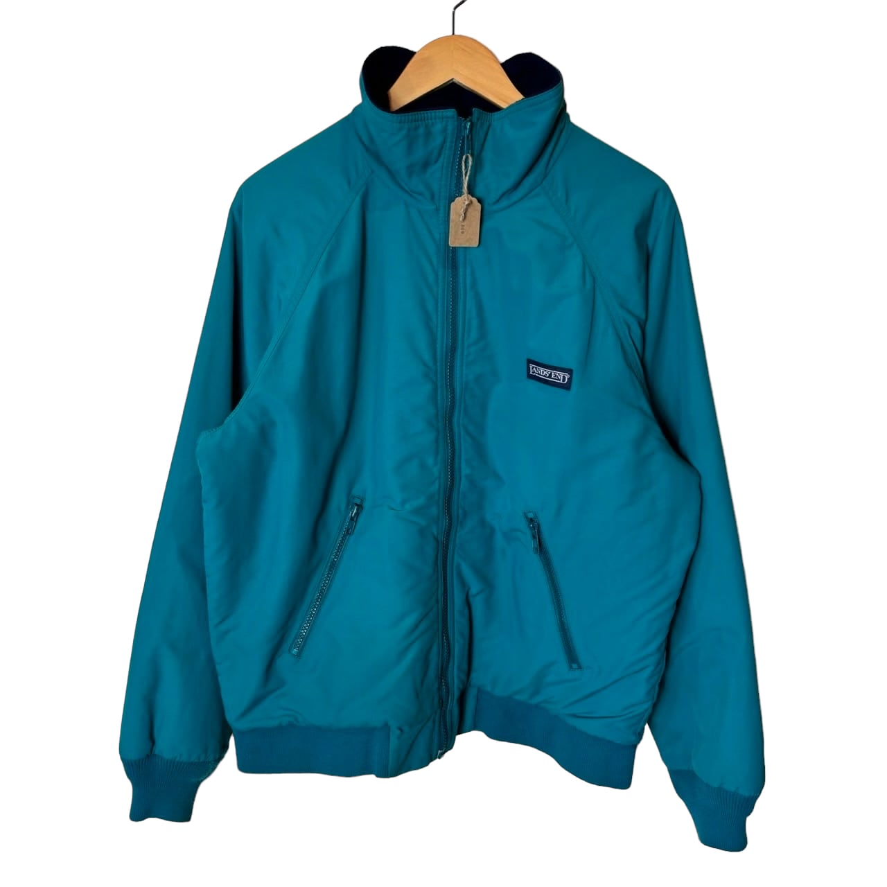 lands' end ランズエンド 裏フリース ナイロンジャケット ターコイズブルー No.722