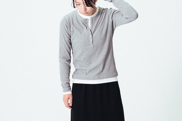 RANDOM RIB FAKE LAYERED HENLEY : ランダムフライス フェイクレイヤード ヘンリー
