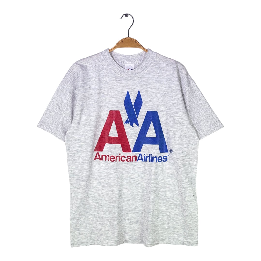 90s アメリカンエアーライン コロンビア製 ヴィンテージTシャツ アメリカン航空 企業系 企業ロゴ AMERICAN AIRLINES サイズM 古着 @BZ0473
