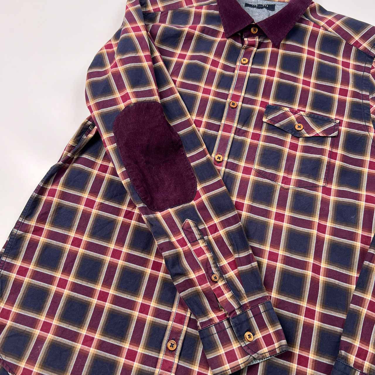 TED BAKER テッドベーカー LONDON チェック柄 エルボーパッチ 長袖シャツ サイズ 3 /メンズ/ポケット付き