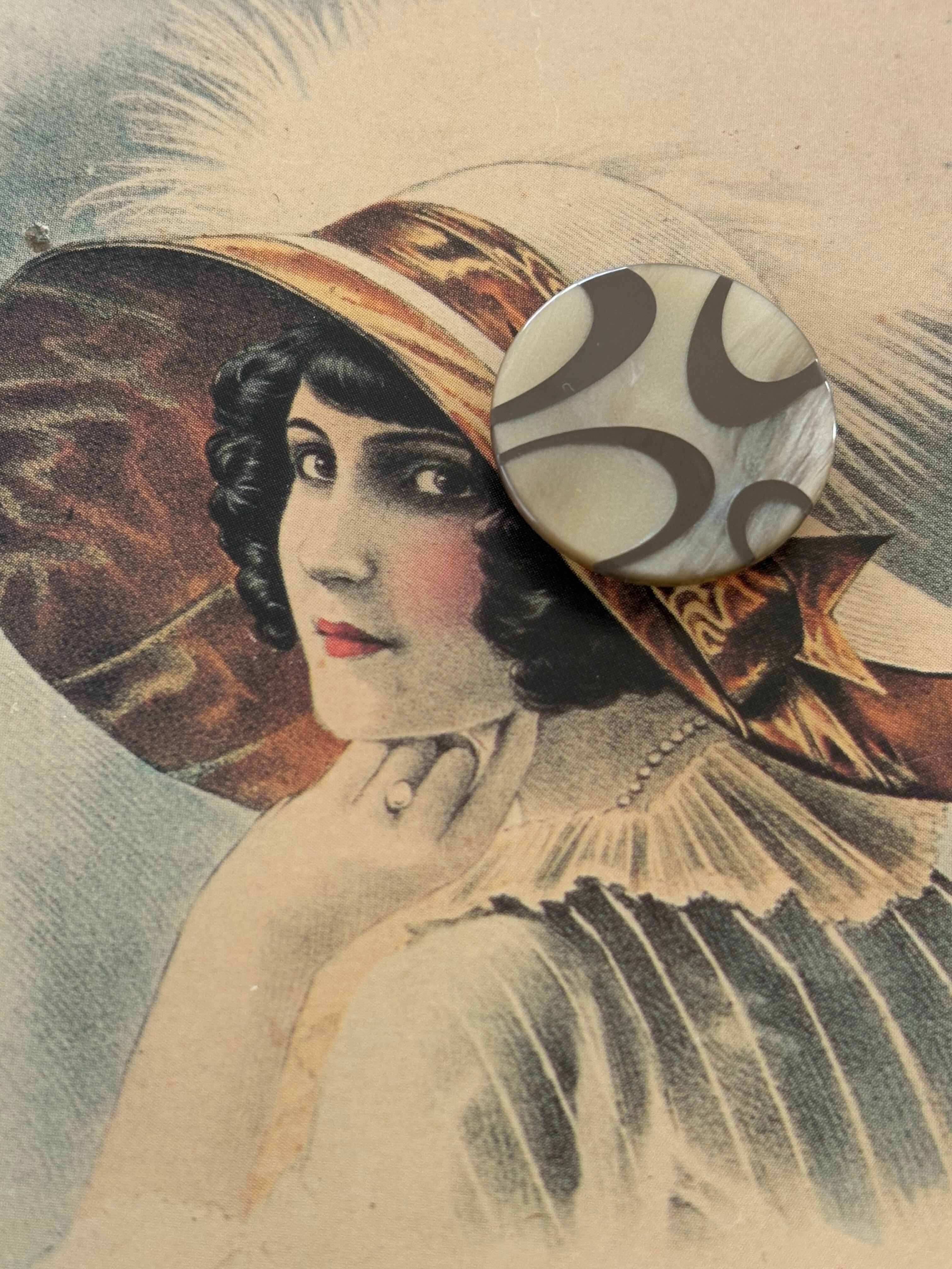 22mm Japanese ヴィンテージボタン シェル ベージュ レトロボタン アクセサリーパーツ 装飾材 カルトナージュ