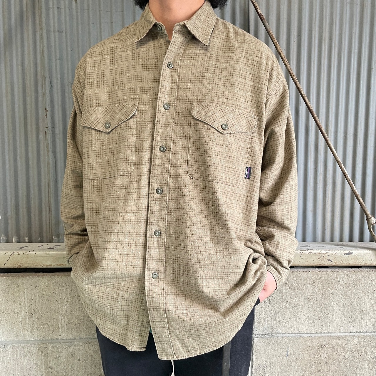 02年製 Patagonia パタゴニア オーガニックコットン チェックシャツ 