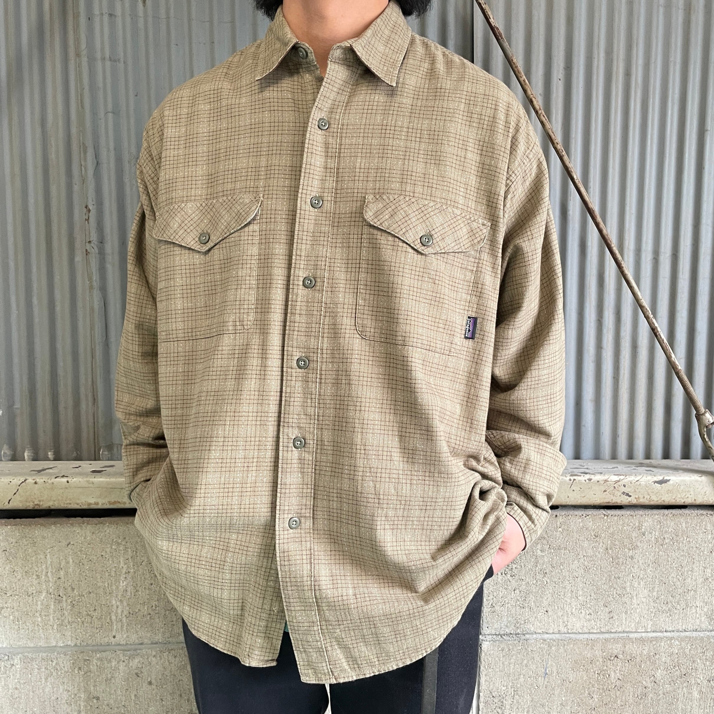 02年製 Patagonia パタゴニア オーガニックコットン チェックシャツ 