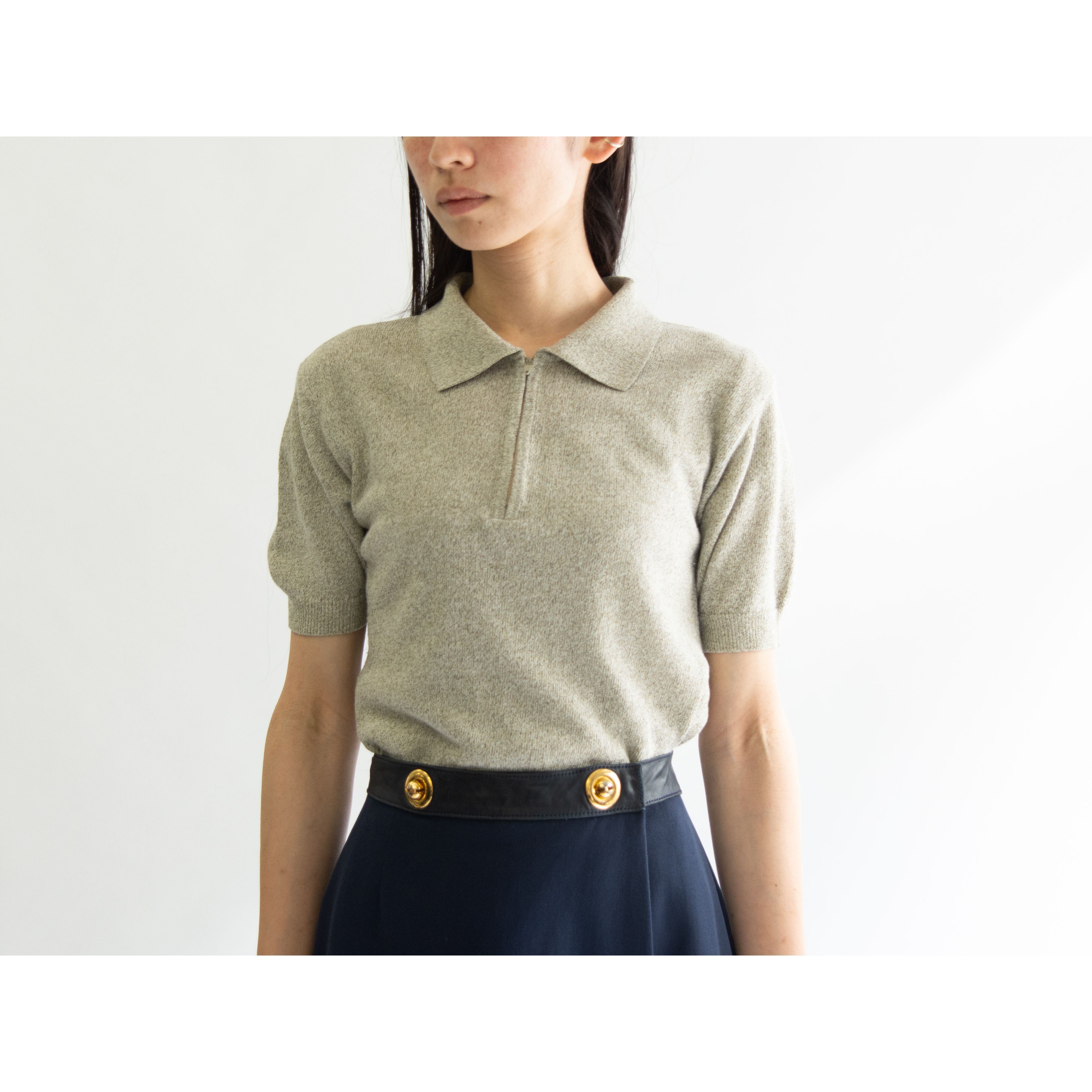 【artisan TRICOT】Made in France Cotton-Nylon-Acrylic Knit Polo Shirt（フランス製 コットンナイロンアクリル ニットポロシャツ）