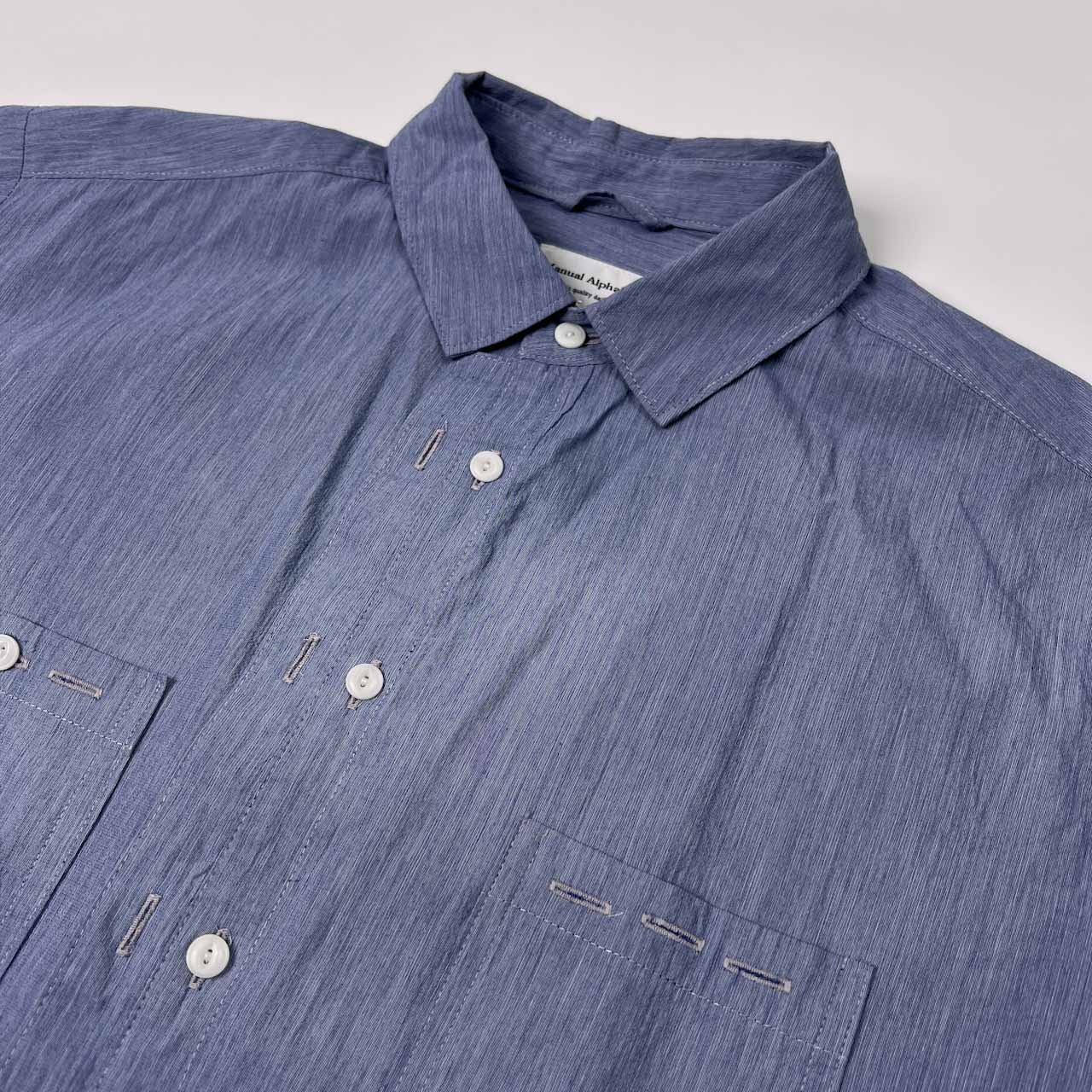 Manuel Alpiniste マニュアルアルファベット デザイン 半袖シャツ サイズ 2 /日本製/ブルー/水色系/メンズ