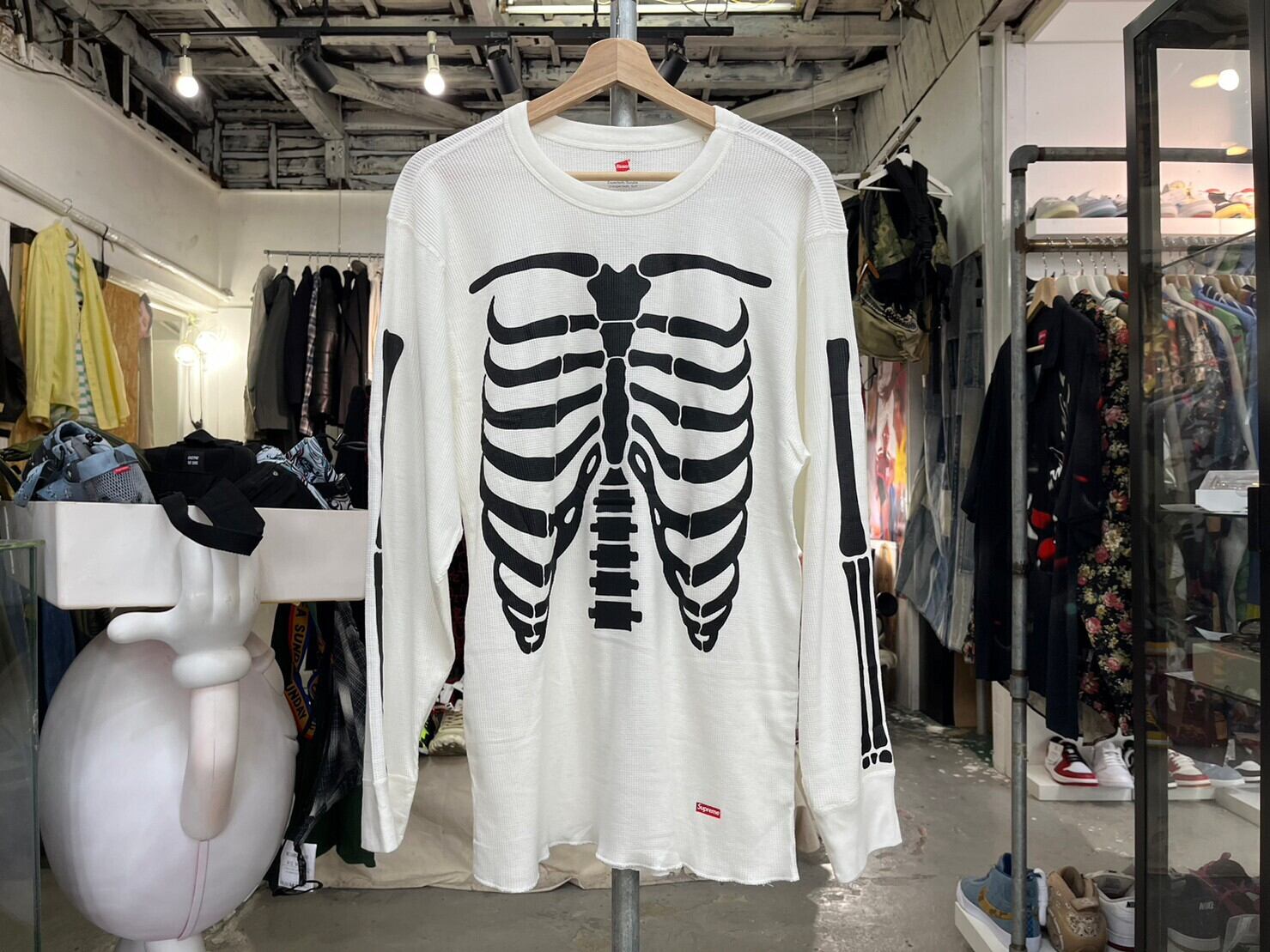 Supreme Hanes Bones Thermal Crew 黒 Large - Tシャツ