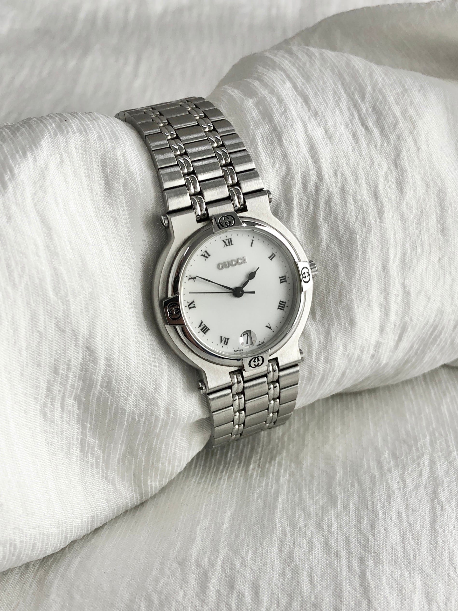 GUCCI グッチ 腕時計 シルバー GG ステンレススチール クウォーツ 9100M vintage ヴィンテージ オールド yxt2b6