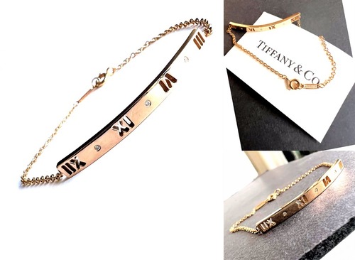 TIFFANY　ティファニー　K18 RG　アトラス ピアスド ダイヤモンド ブレスレット　ローズゴールド　3P ダイヤ　ブレス　ピンク