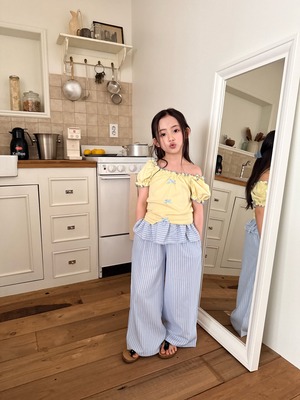 [COMMA] Ribbon Shoulder Tee (140/150) / [콤마] 리본숄더티 (140/150)