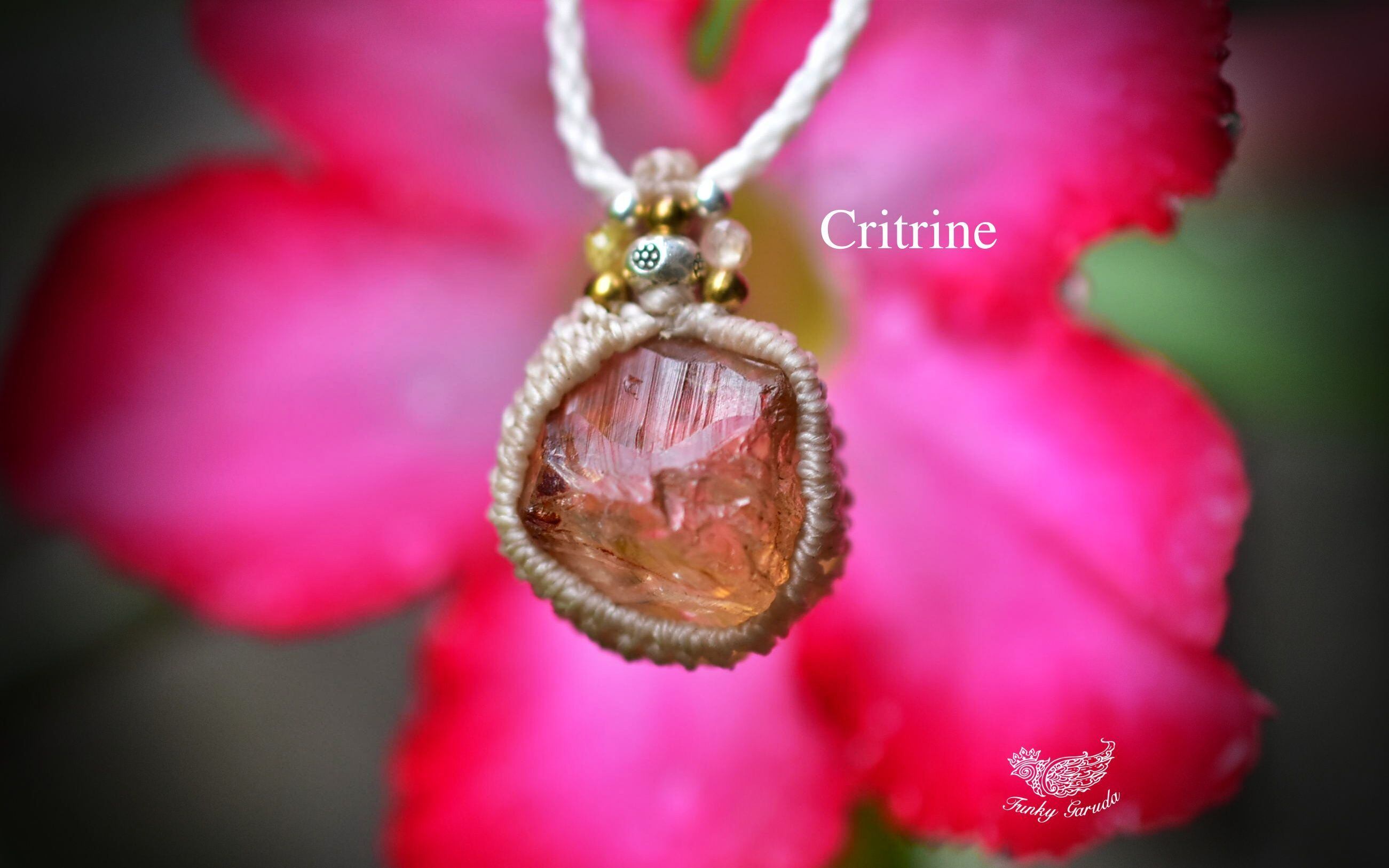 小粒★シトリン原石 マクラメペンダント city004