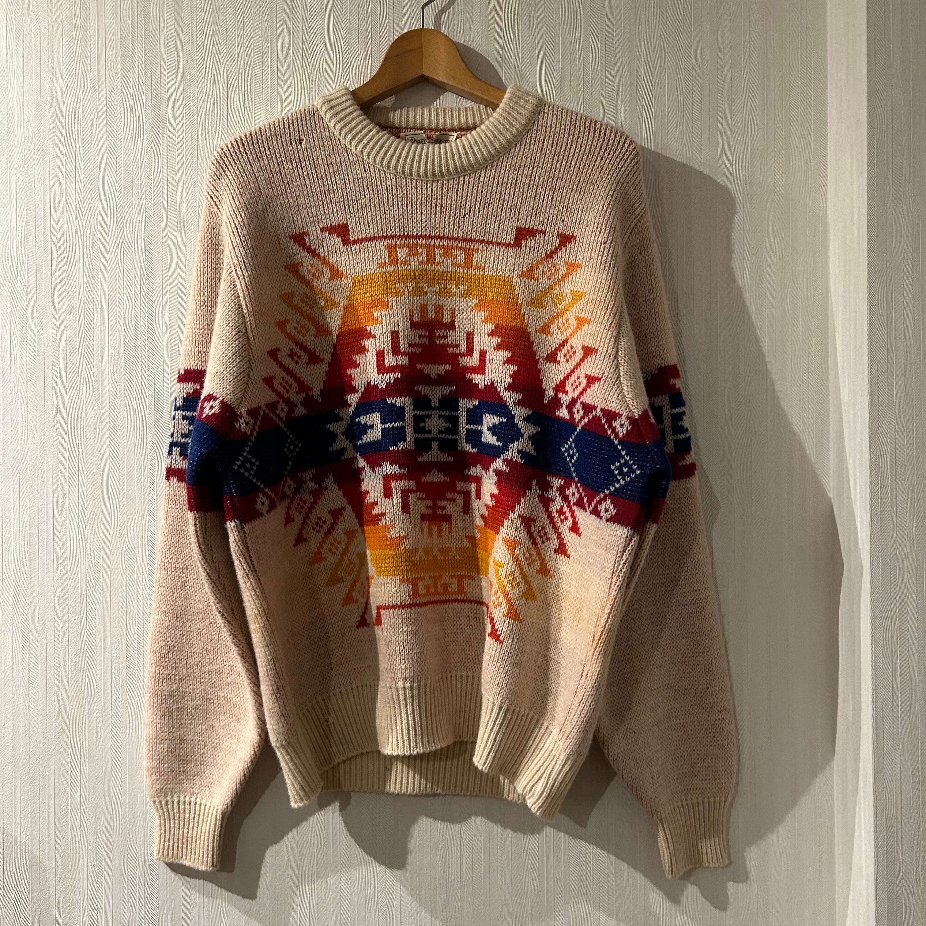 Dead Stock!! 1970s PENDLETON “native pattern” wool knit sweater 