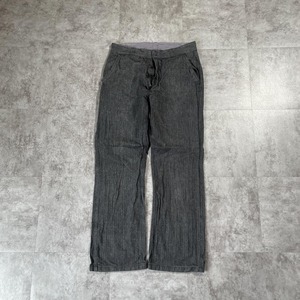 40-50s ブラックシャンブレー フレンチワーク ストライプ パンツ W31