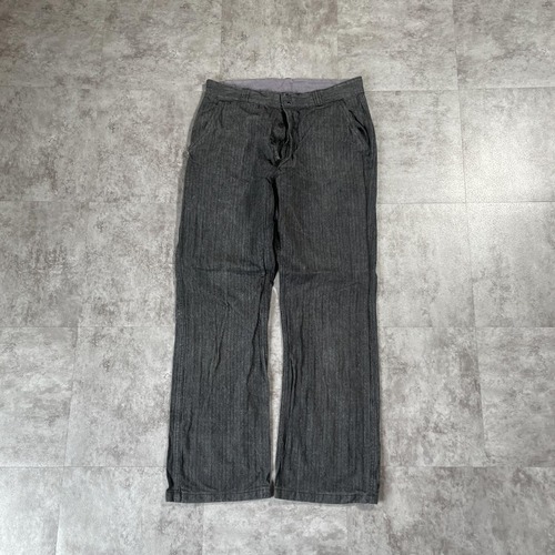 40-50s ブラックシャンブレー フレンチワーク ストライプ パンツ W31