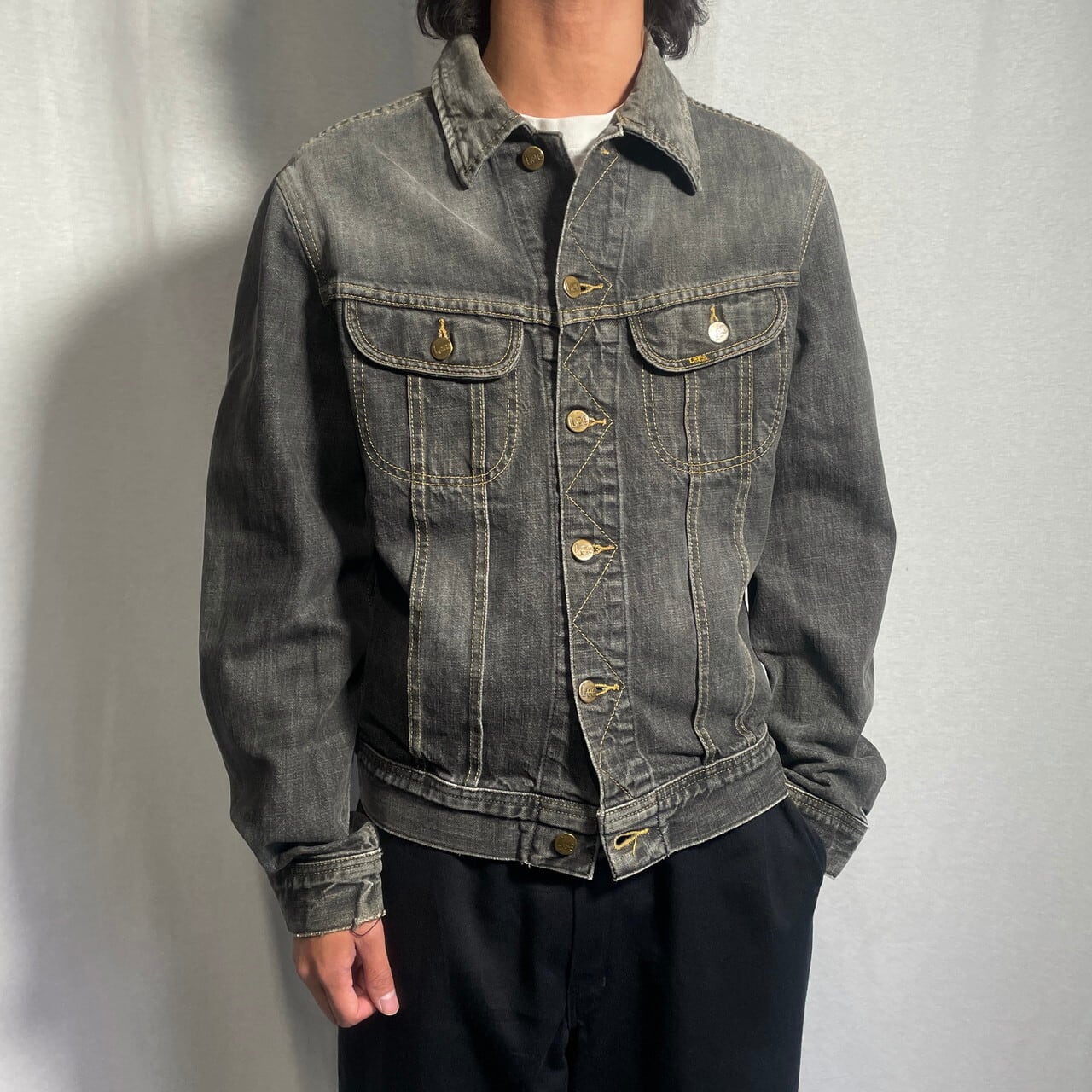 00年代 Lee リー ブラックデニムジャケット スリムジャケット メンズM 