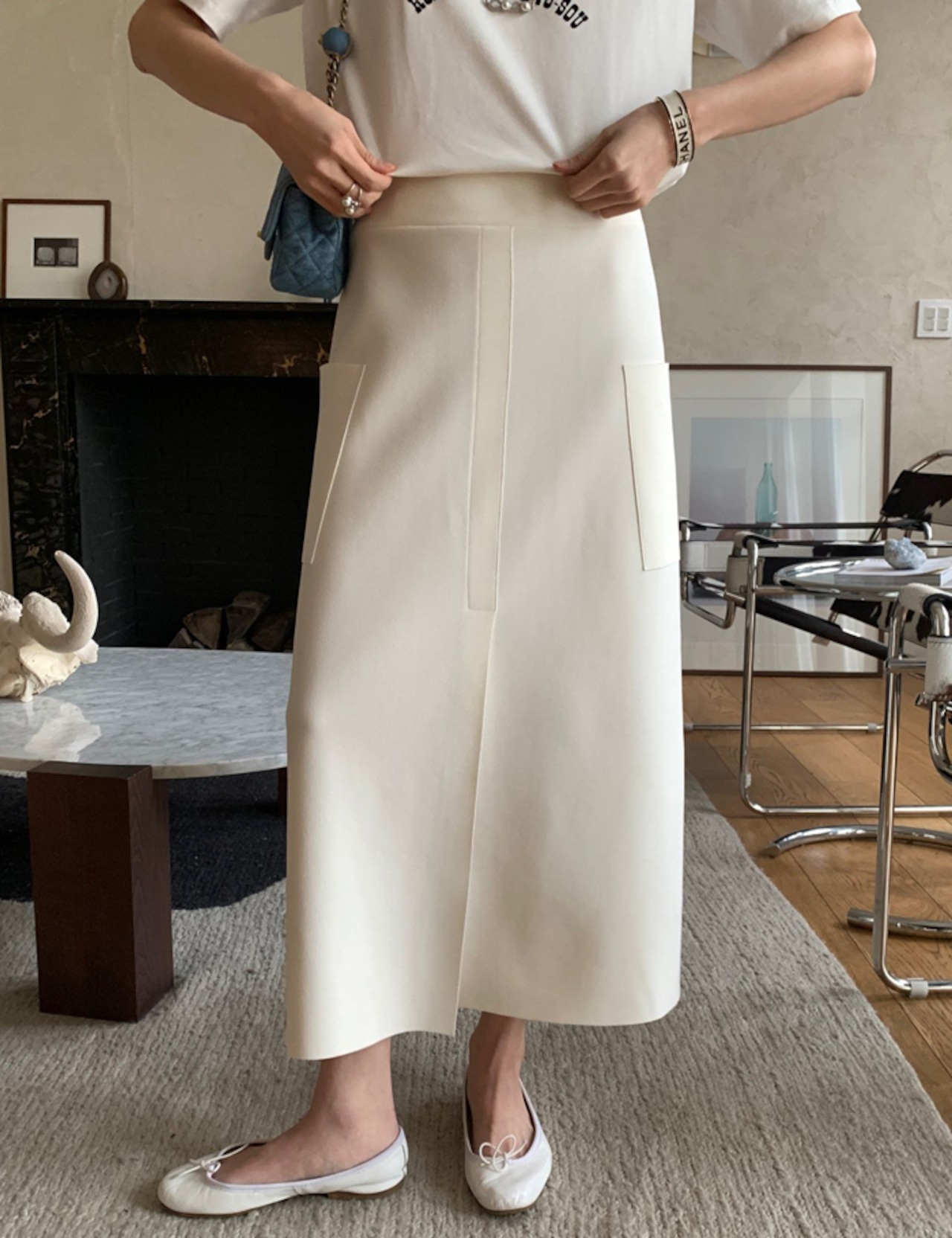 【新作5%OFF・3日間】Two-pocket stretch Skirt_3colors