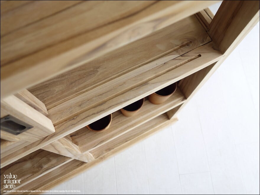 チーク総無垢 ショーケースカウンターNatla90 ガラスケース 飾り棚