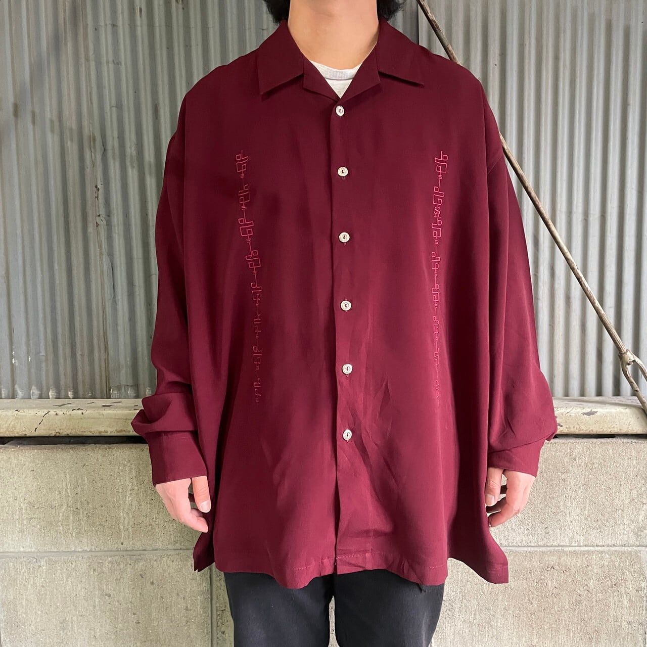 ビッグサイズ STACY ADAMS レーヨン混 オープンカラーシャツ メンズ2XL