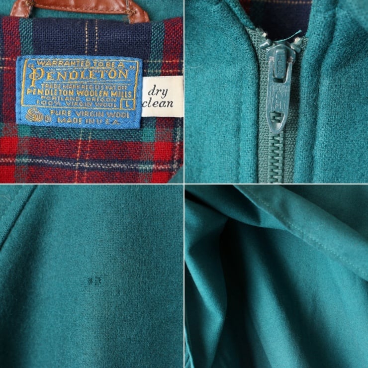 70s USA製 PENDLETON ペンドルトン ジップアップ ウール ジャケット グリーン メンズL TALON アメリカ古着　 110222aw133