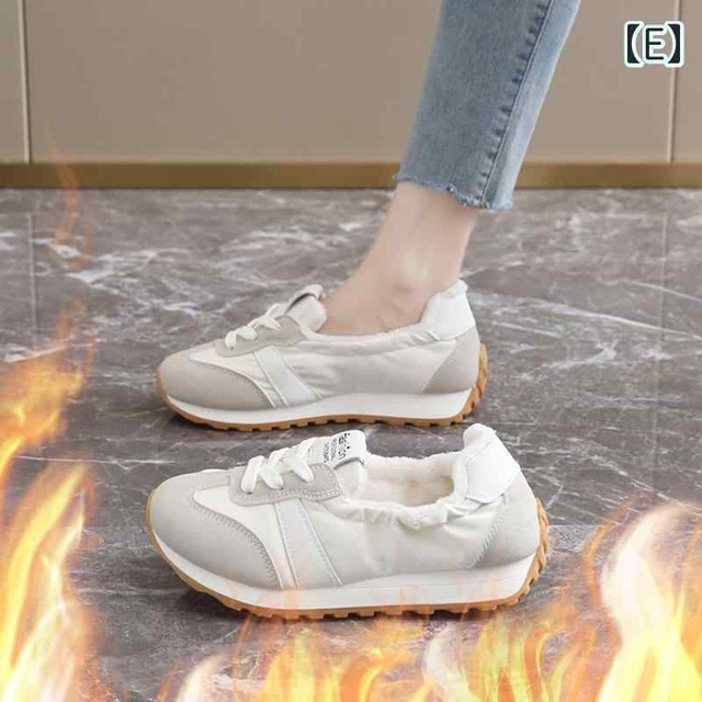 スニーカー 浅口 レトロ 可愛い くしゅくしゅ 韓国系 スポーツ シューズ バイカラー 淡色 春色 春スニーカー 夏スニーカー 白 ホワイト 赤 グレー 黄色 イエロー 黒 切り替えデザイン 個性的 ギャザー マット 本革 浅口 インスタ映え 爽やか