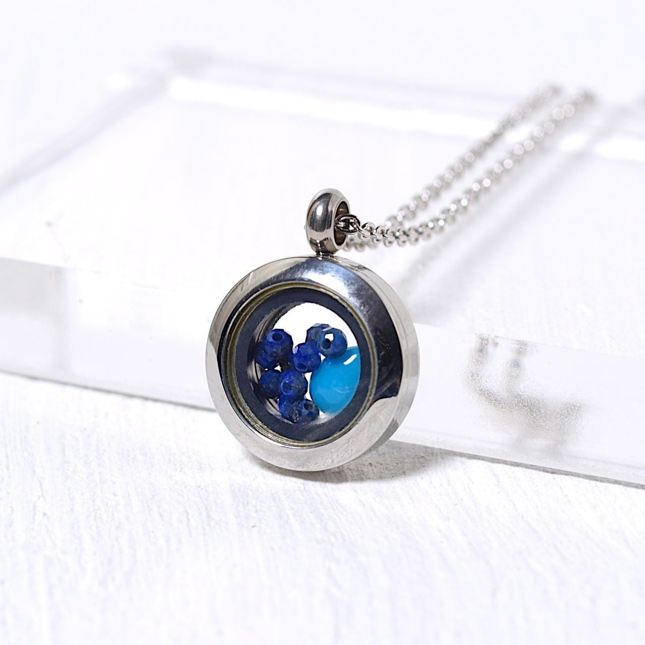 【一点物】天然石を入れ替えられるルースケースみたいなペンダント No.10