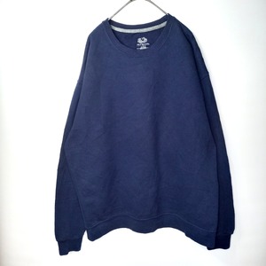 フルーツオブザルーム　クルーネック　スウェット　トレーナー　無地　ネイビー　L