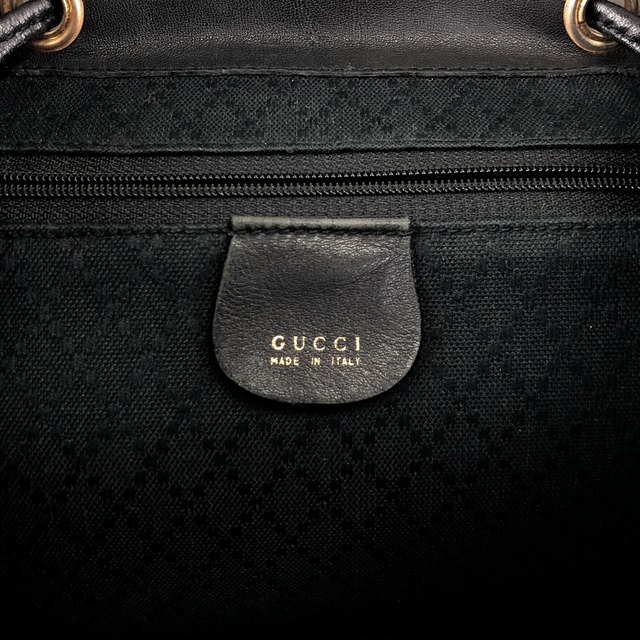GUCCI グッチ バックパック ブラック バンブー レザー ダブルポケット リュック vintage ヴィンテージ オールド thtsm7