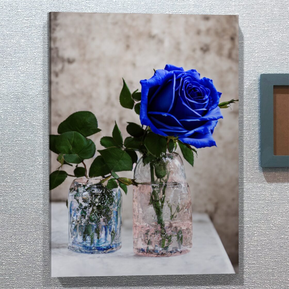 バラが彩る 卓上照明 ステンドグラス 爽やかなブルー バラが彩る 卓上