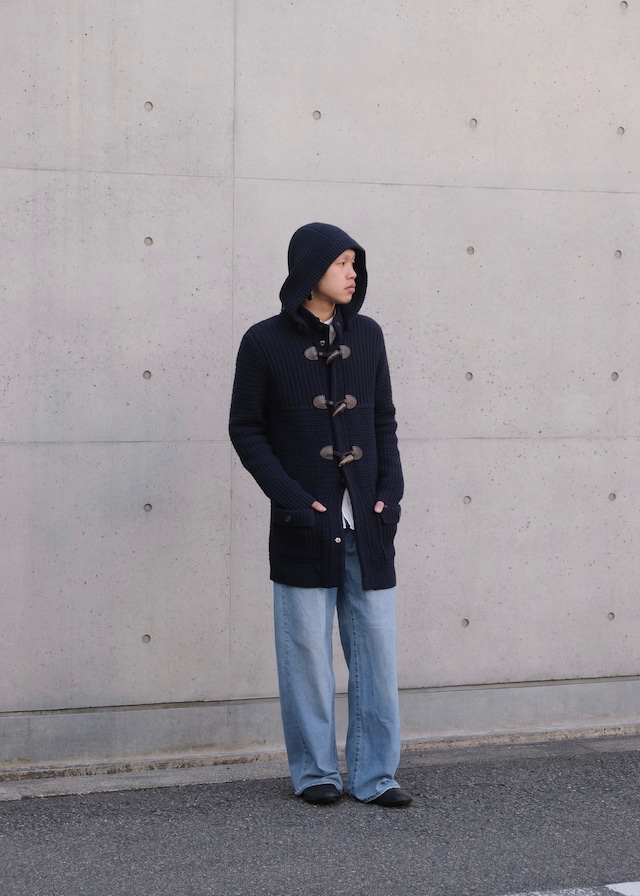 00's ARMANI JEANS waffle knit pattern duffle coat