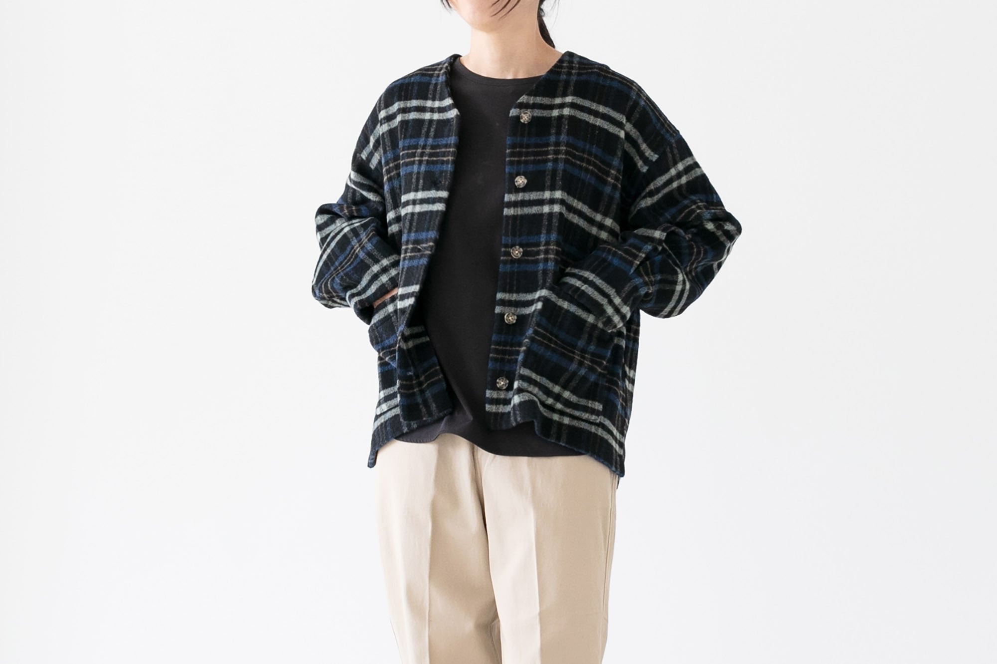 シャギーチェック - カーディガンジャケット